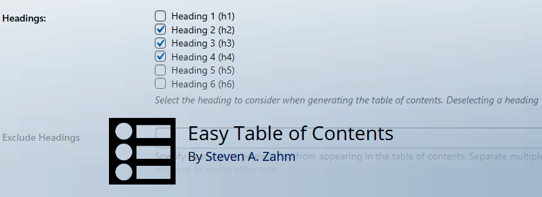 Plugin para índice easy table of contents