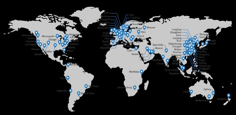Rede Cloudflare em mais de 100 Países