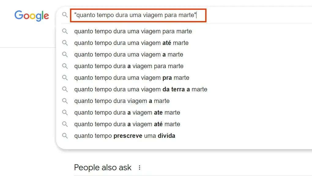 Utilize aspas para obter o resultado exato da pesquisa Google