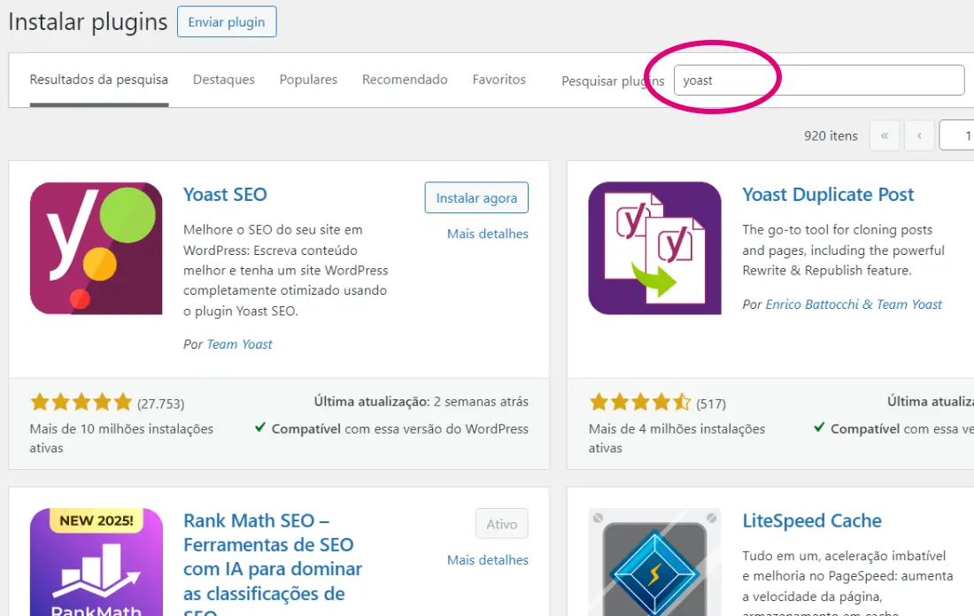 Pesquisar Plugin WordPress e Instalar