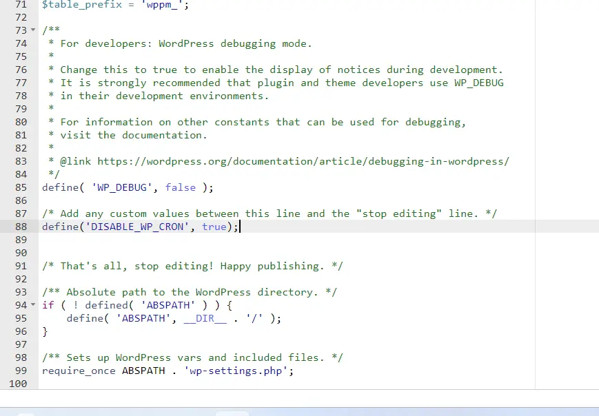 Arquivo WP Config
